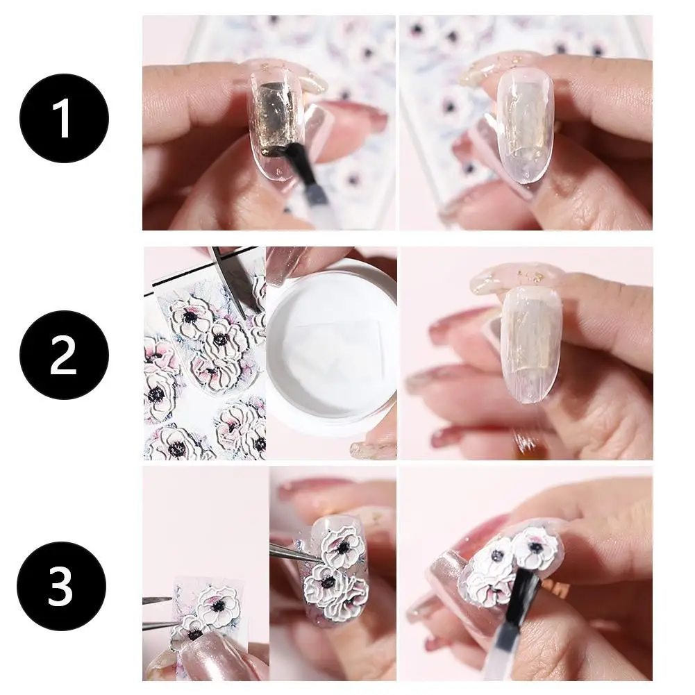 3D наклейка на ногти Водная передача Резные Цветочные украшения для ногтей наклейки рельефный Маникюр Сделай Сам дизайн ногтей декоративные наклейки