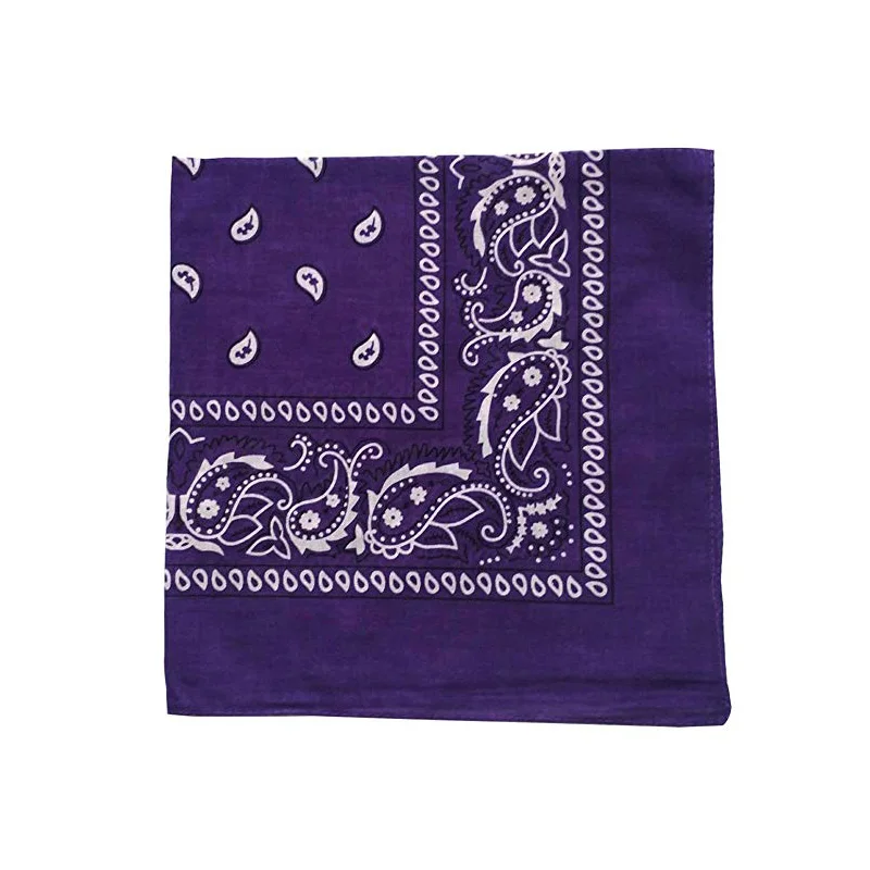 Purple Банданы 22X22 дюймов хлопок новинка двусторонняя печать Пейсли ковбой бандана вечерние шарф ободок носовые платки - Цвет: Purple