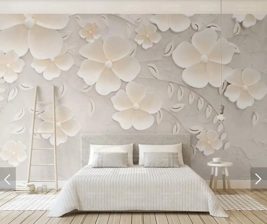 

3D 8D Embossed Flower Wall Mural Photo Wallpaper for Living Room Bedroom Backdrop Wall Paper Room Decor Floral Murals