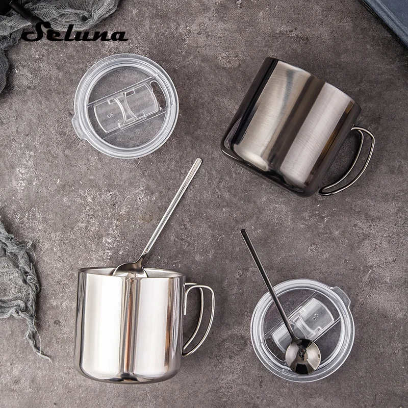 Дорожная кофейная кружка из нержавеющей стали с двойными стенками и крышкой 400