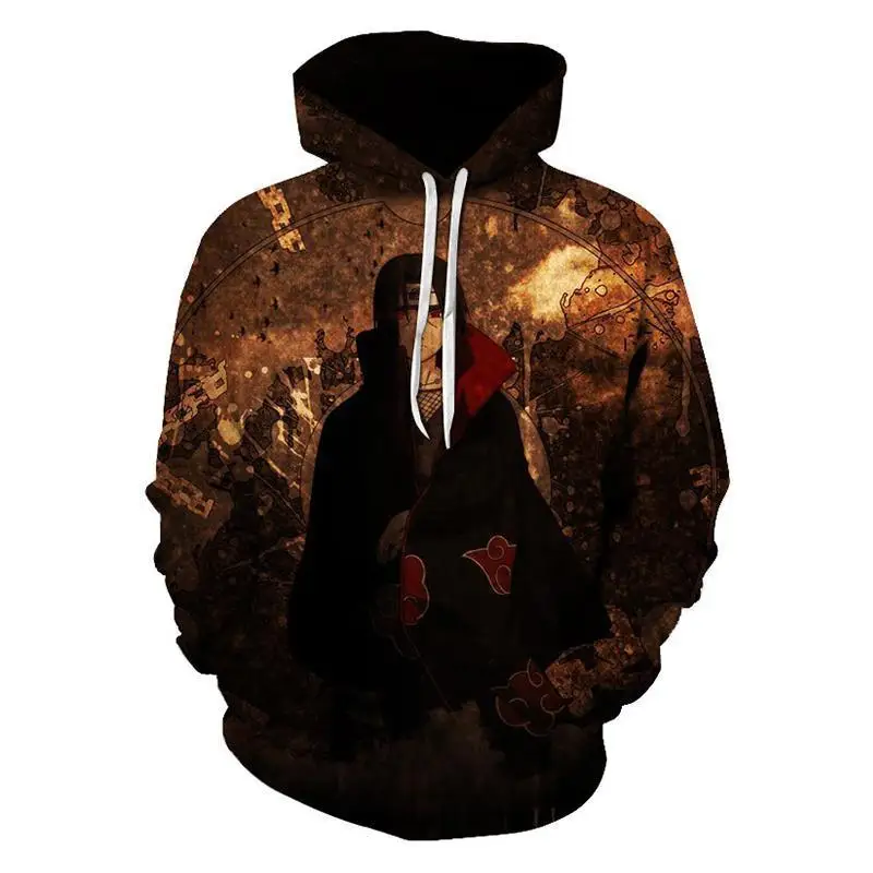 Черный Аниме Наруто Толстовка с принтом Hokage Sharingan Sasuke Ninjia косплей мужские толстовки на молнии с капюшоном женская уличная одежда - Цвет: Черный