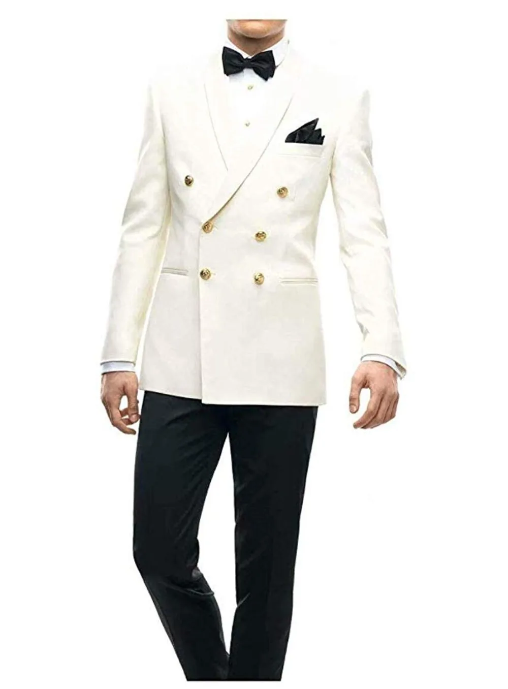 New Ivory Men Suits Double Breasted Blazer Wedding Suits Terno Masculino Smoking 2 Pieces Slim Fit Jacket Tuxedos With Pants