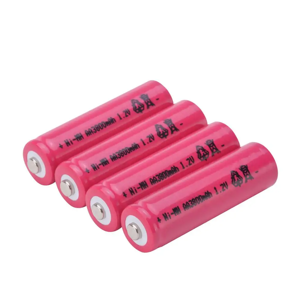 RED GTF 4 шт./лот для AA 1,2 V 3800mAh Ni-MH Аккумуляторная батарея для игрушек камера Микрофон аккумуляторы ячейка - Цвет: RED