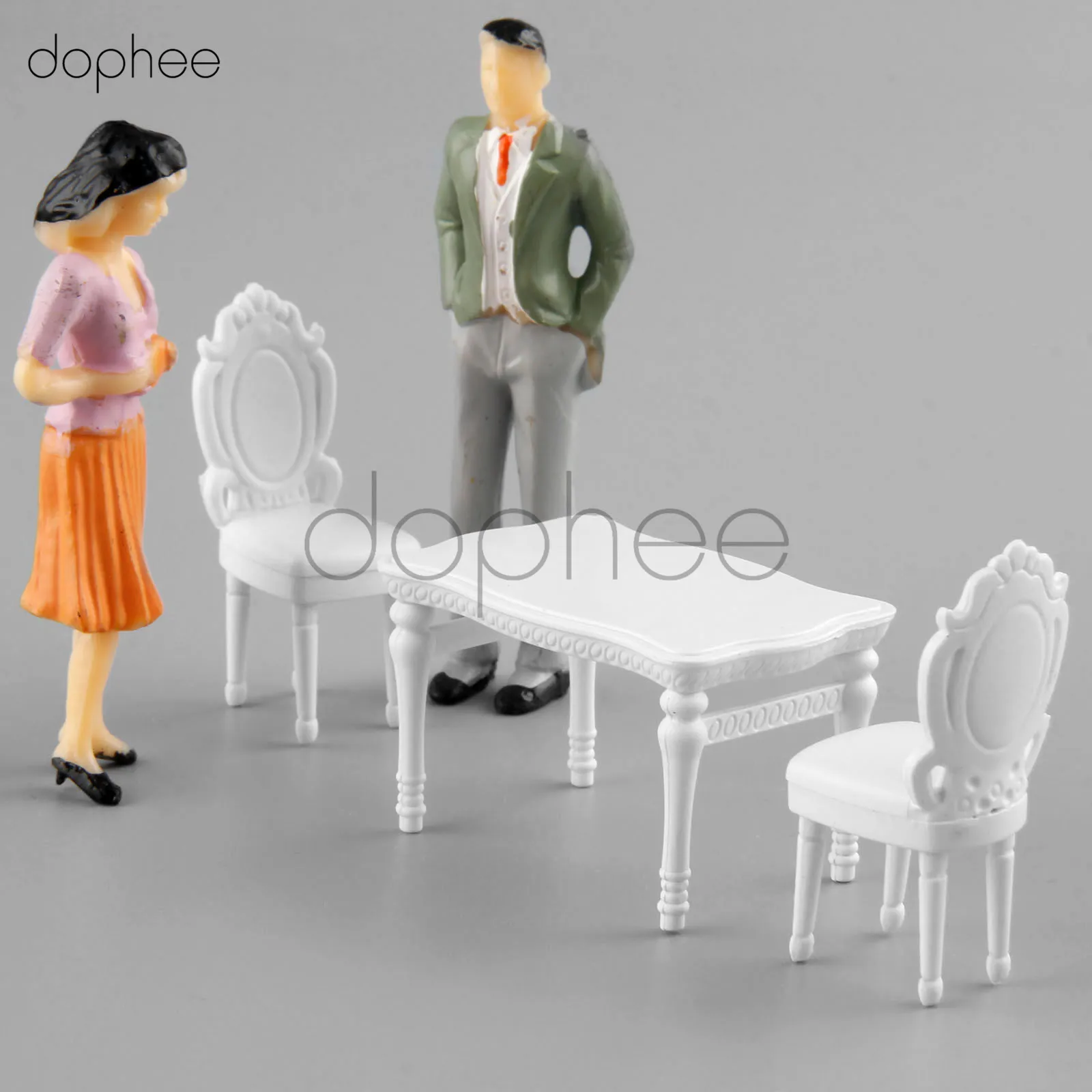Dophee белый квадратный обеденный стол Набор стульев железнодорожная модель 1:25 Модель Строительный Комплект Моделирование