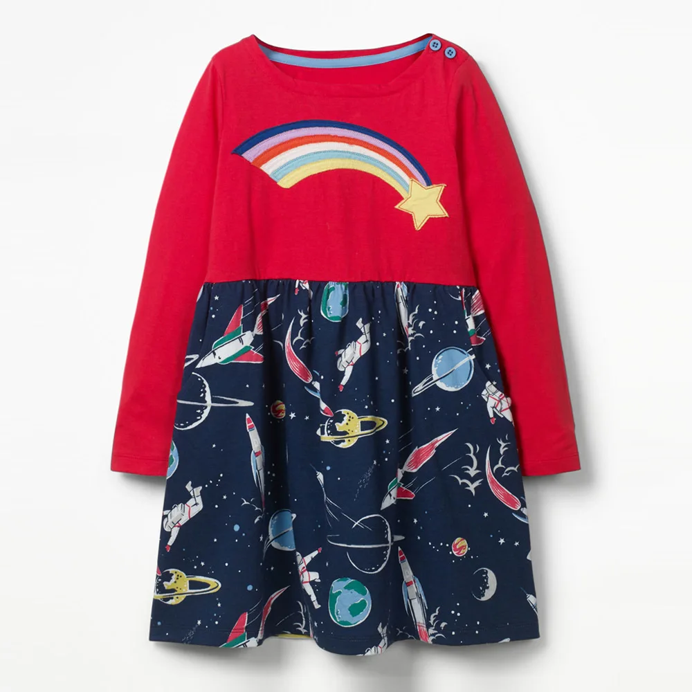 Осеннее платье принцессы с принтом кролика и единорога брендовые Детские платья