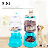 pet automatic drinking fountains grain storage bucket water dispenser automatic feeding device 3 8l big dog supplies 2pcsset