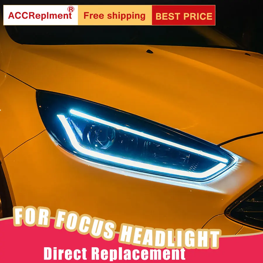 2 шт. светодиодный фары для Ford Focus 2015-2018 Автомобильные ангельские глазки комплект