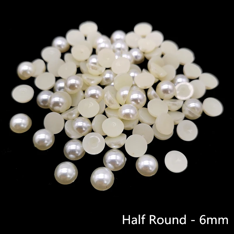 Half Round - 6mm 100 шт цвета слоновой кости полукруглые поделки из жемчуга ABS имитация жемчуга смолы скрапбукинга бусины DIY украшения - Цвет: Half Round - 6mm