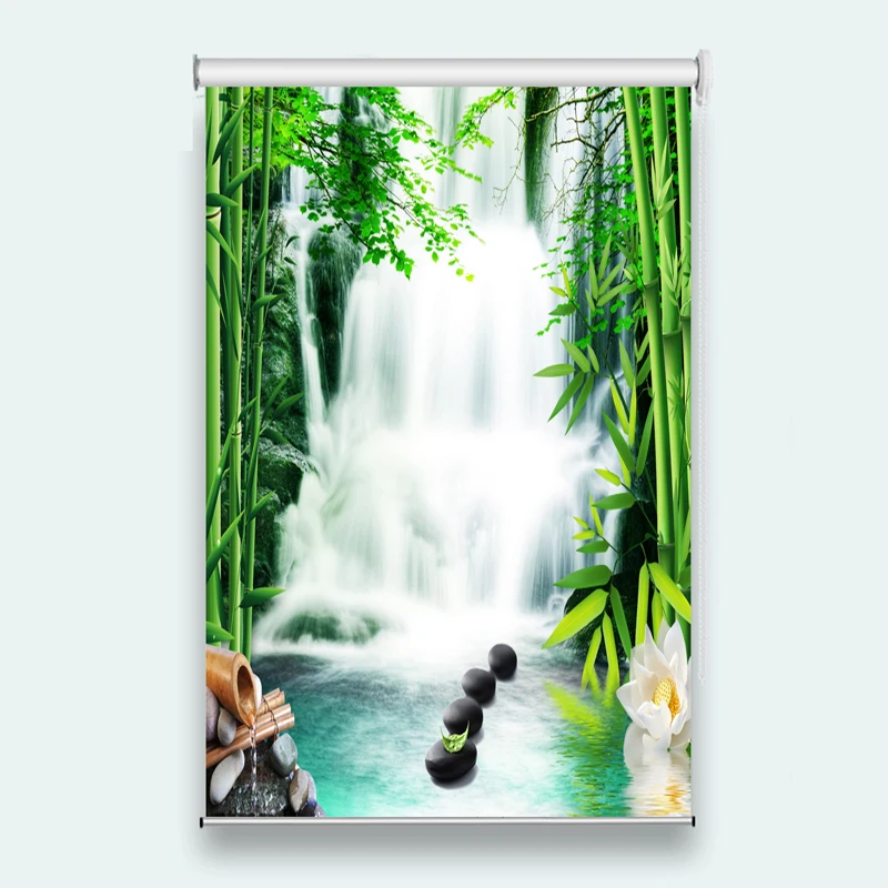 

3D роликовые жалюзи на заказ для гостиной спальни ванной кухни водопад бамбуковые лесные роликовые жалюзи украшение окна