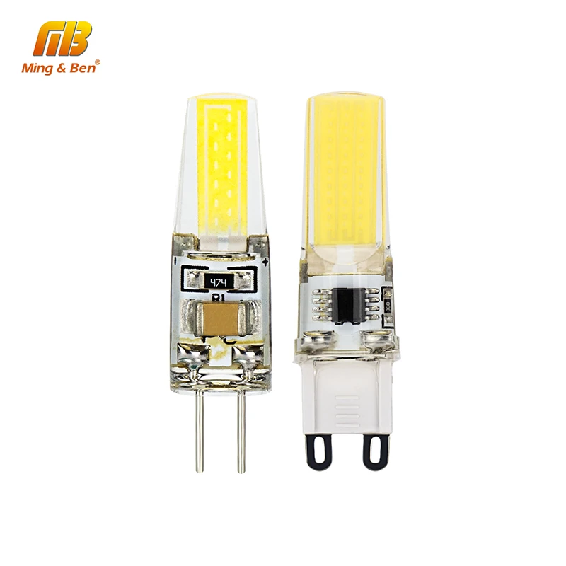 Bombilla светодиодный G4 G9 без мерцания AC/DC12V 220V 3W COB Чип светильник с регулируемой
