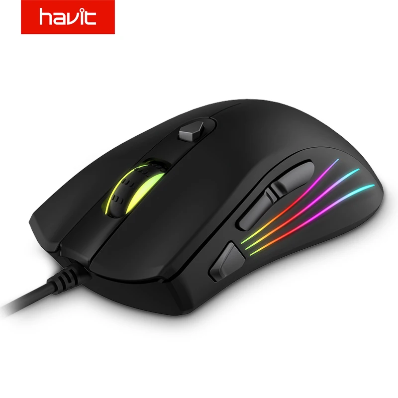 Говит игровая мышь 7200 dpi программируемая 7 кнопок RGB с подсветкой USB Проводная оптическая мышь геймер для ПК компьютер Ноутбук HV-MS762