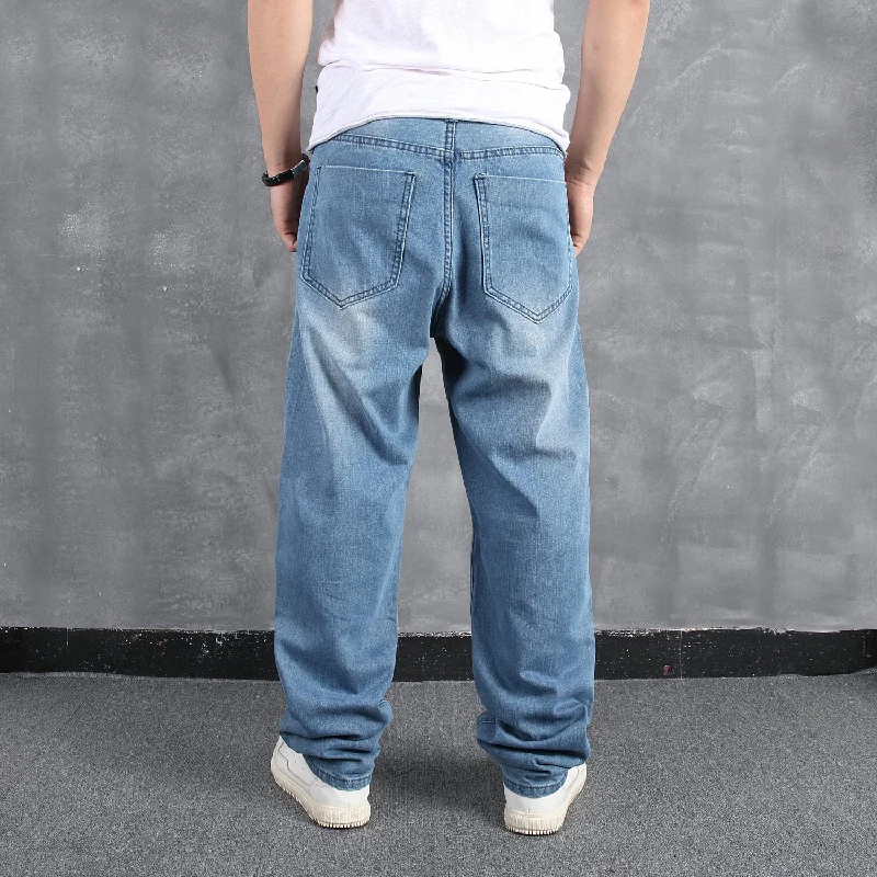 VXO Men's Baggy Jeans Hip Hop Jeans Pants Loose Skateboard Denim Men Jean Trousers Streetwear Plain Solid Jeans