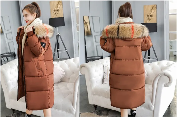 Большие размеры, XL-7XL, зимние парки, женские пуховики, хлопковые куртки, меховой воротник, с капюшоном, утепленные пальто, женские длинные базовые пальто, верхняя одежда, G202