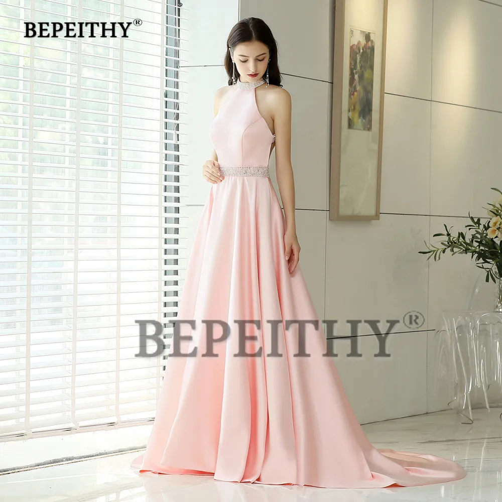 BEPEITHY/длинное вечернее платье с лямкой на шее и поясом со стразами Vestido De Festa