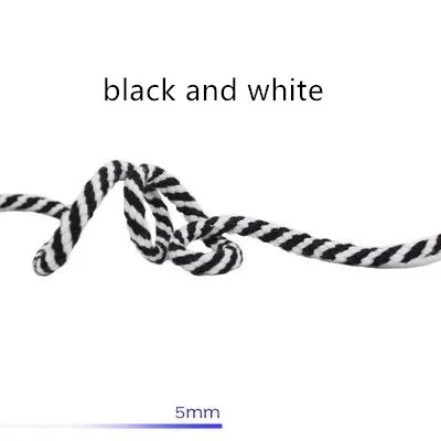 White black 5mmX10m Веревочный шнур 5 мм* 10 м восьмижильный полый цветной Хлопковый Канат белый красный черный Специальный белый пепельный ручной работы diy веревка для одежды шнурок - Цвет: White black 5mmX10m