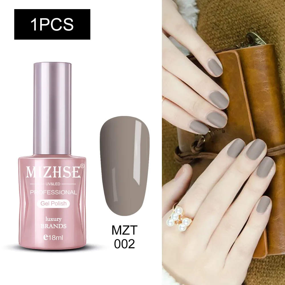 MZT002 MIZHSE Nail Polishes 18ml Vernis Semi Permanant UV Gel Polish Hybrid Nail Art Lacquer For Stamping Soak off Varnish Gel - Color: MZT002