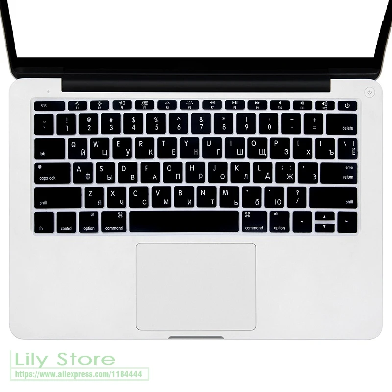 Для Macbook Pro 13 Non Touch Bar A1708 Версия США силиконовая RU русская клавиатура Обложка