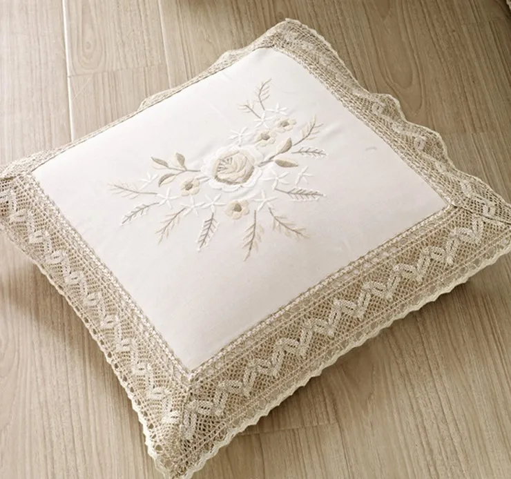 Хлопковая наволочка для подушки вязаная крючком чехол Цветочная пряжа льняная