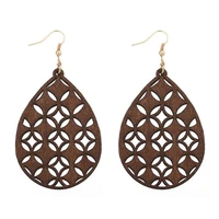 zwpon 2020 new hollow teardrop wood earrings for women fashion statement wooden water drop earrings jewelry wholesale