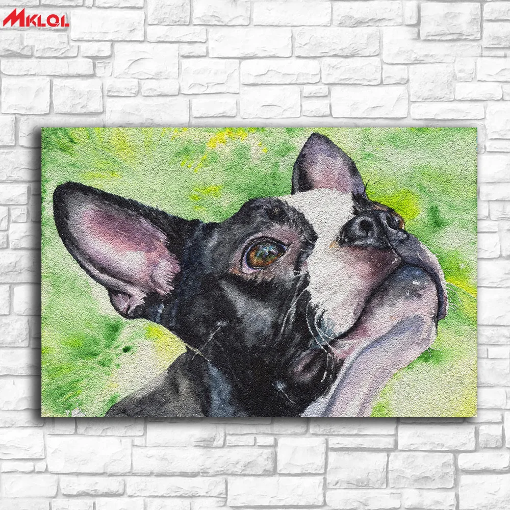 Модная масляная живопись Marmont-Hill-Boston-Terrier для домашнего декора на холсте