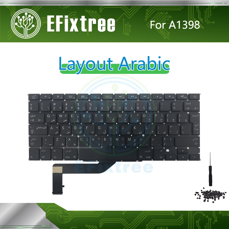 Новая арабская клавиатура A1398 для Macbook Pro Retina 15 &quotA1398 подсветка макета с винтом 2012