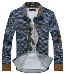 Cotton Single Breasted Polka Dot Mens Shirts | Мужская одежда