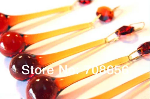 

20 PCS AMBER GLASS CHANDELIER RAINDROP CRYSTAL PRISMS PENDANTS