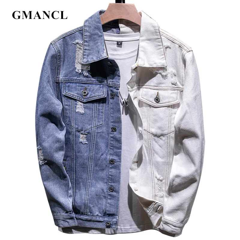 Мужская Уличная одежда двухцветные Лоскутные облегающие джинсовые куртки