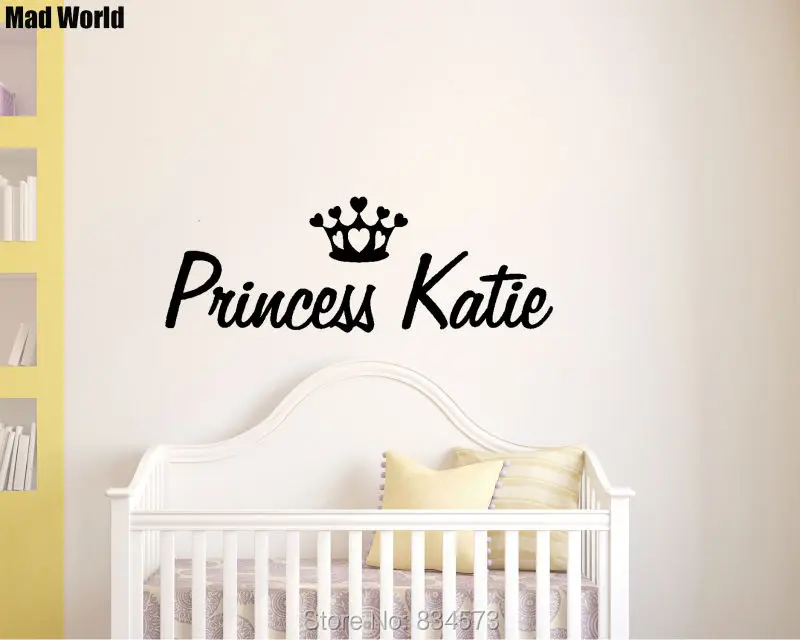 Безумный мир ИНДИВИДУАЛЬНЫЙ PRINCESS имя Crown стены Книги по искусству Наклейки