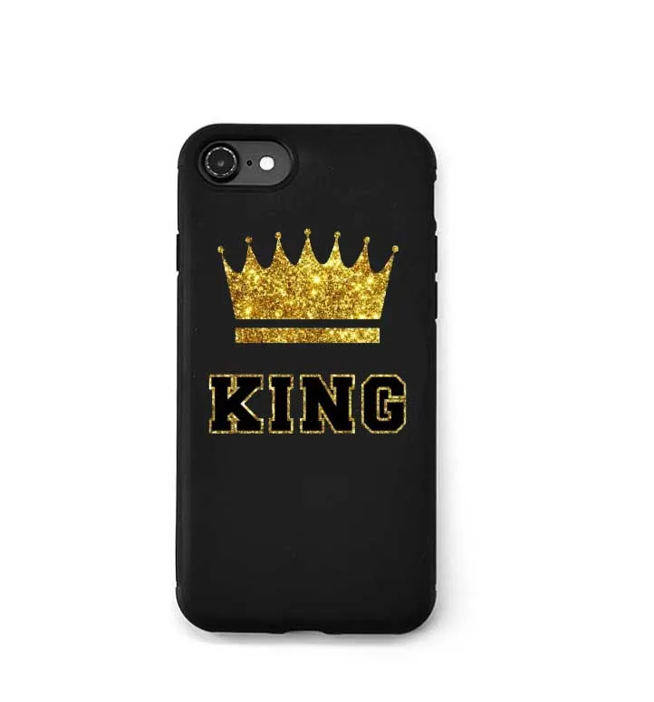 Роскошные черные резиновые мягкие чехлы для мобильных телефонов queen King Love Pair, для iphone 5, 5S, 5SE, 6, 6splus, 7, 7 plus, 8, 8 Plus, X - Цвет: TPU