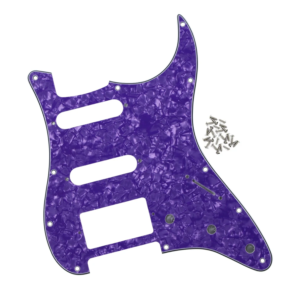 FLEOR 11 Отверстие SSH Strat Гитара Защита от царапин 4Ply фиолетовый жемчуг для FD