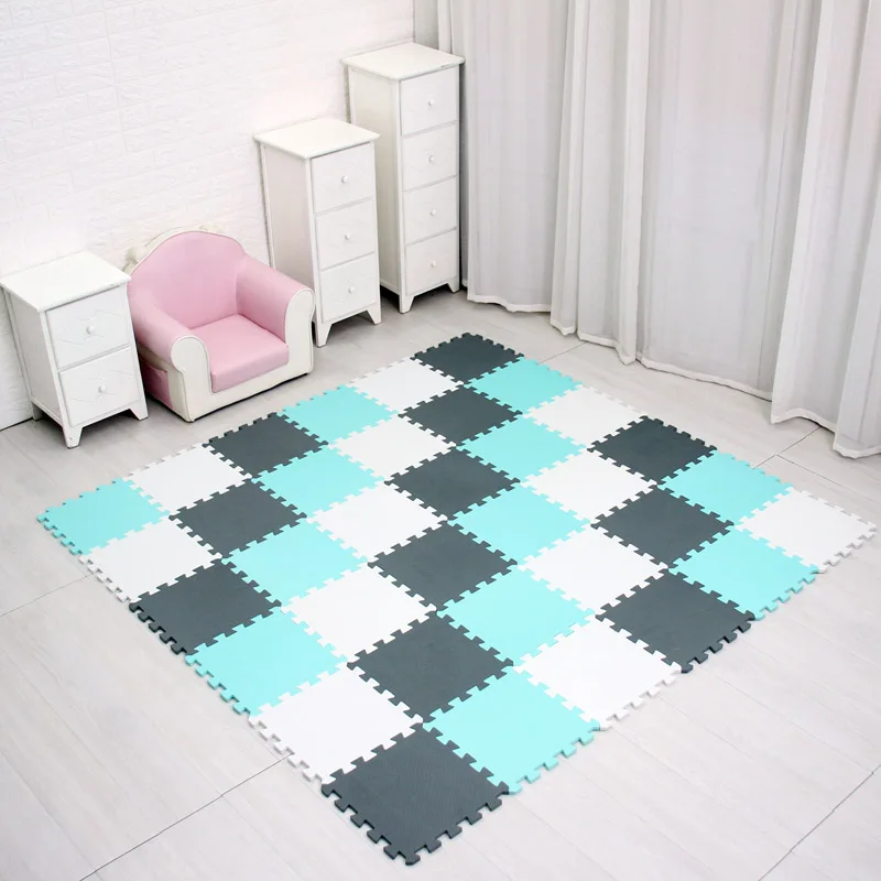 white green gray Детские EVA пены головоломки игровой коврик/детские коврики игрушки ковер для детей блокировка упражнений напольная плитка, каждый: 29 см X 29 см - Цвет: white green gray
