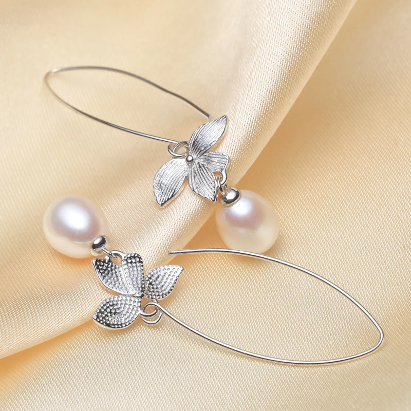 Вечные свадебные женские серьги-капельки из натурального жемчуга 925 пробы |