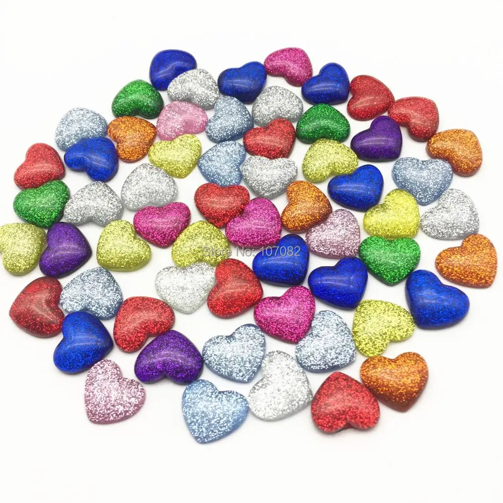 

DROP SHIPPING 20pcs Mixed Glitter Heart Flatbacks Resin Sparkle Shiny Cabochons Scrapbook Embellishments Cardmaking 16x14mm DIY