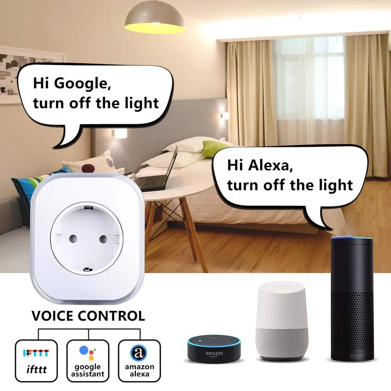 TISDLIP умная розетка EU Wifi usb работает с Google Home Mini Alexa Ifttt светодиодный
