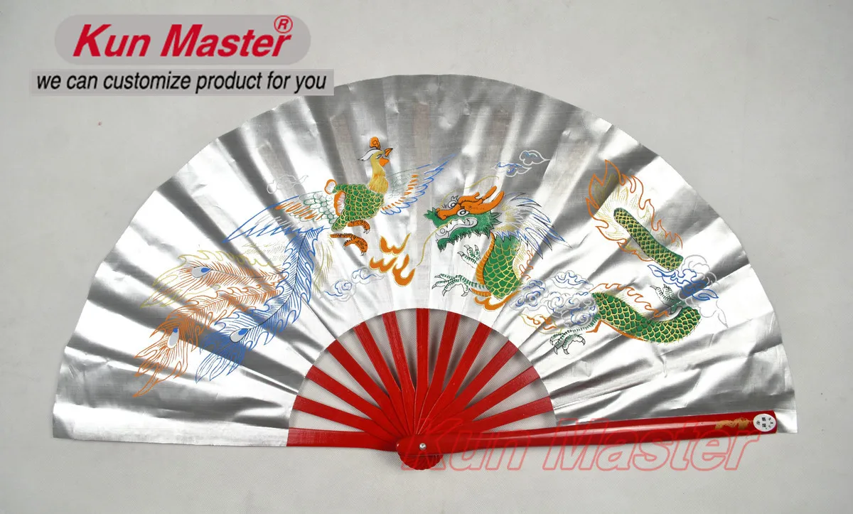 Серебряный чехол Kun Master 34 см с бамбуковым китайским кунг-фу тайчи фанатом