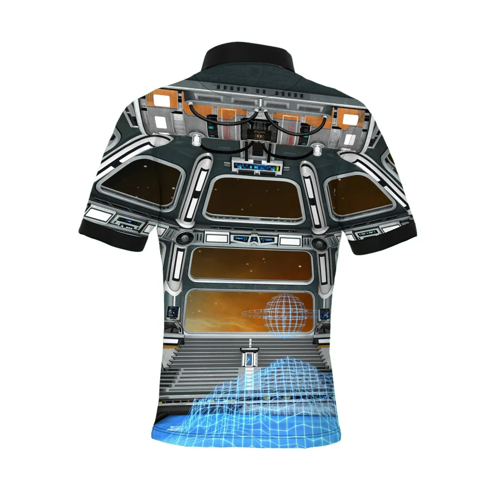 Новинка 2019 летние мужские рубашки поло с коротким рукавом принтом робота