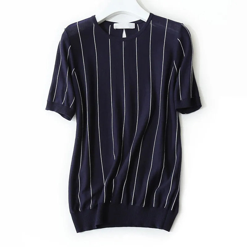 Высококачественная шелковая смесь женский весенне-летний модный полосатый