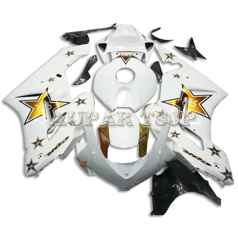 

All White with Gold Stars Motorbike Fairing Kit For Honda 04 05 CBR1000RR 2004 2005 CBR 1000RR ABS Plastic Fairing Bodywork Kit