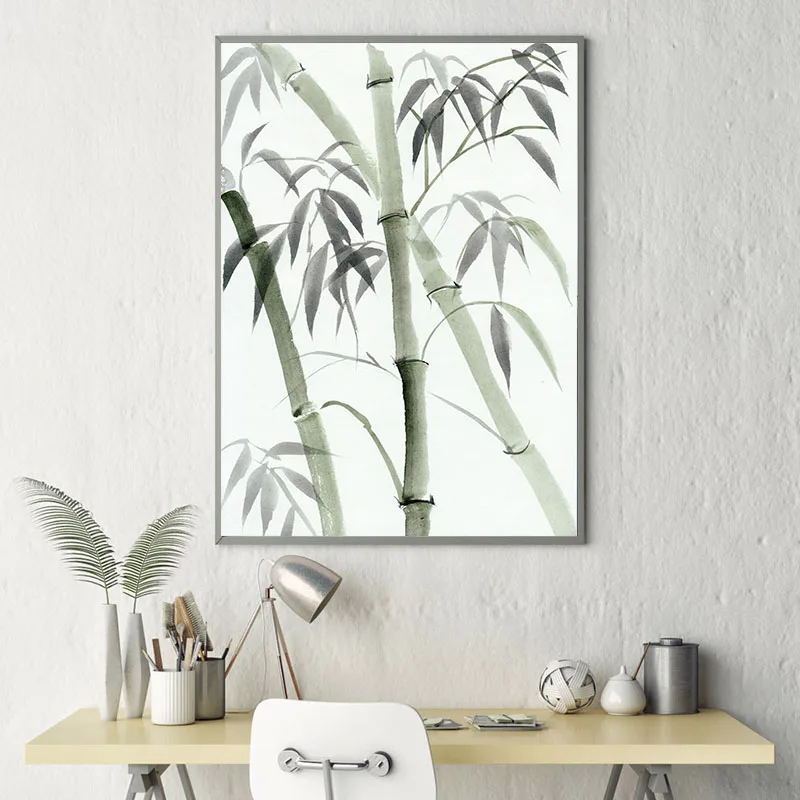 Настенный плакат из бамбука и дзен акварельная картина в китайском стиле