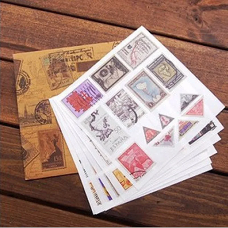 6 листов/сумка Винтаж ретро Европа Путешествия штамп наклейки Sticky Бумага для