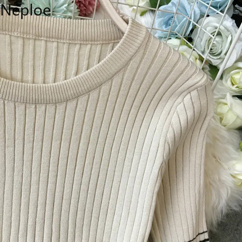 Neploe трикотажное платье для женщин 2019 Лето o-образным вырезом короткий рукав