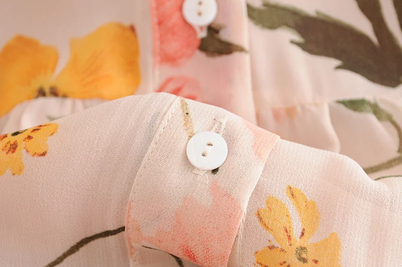 Летнее платье 2019 Повседневная длинное женщины печати шифоновое Длинные рукава