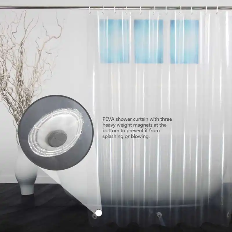 ufriday peva shower curtain transparent liner with magnets bottom waterproof and mildew resistant crystal clear bathroom curtain free global shipping