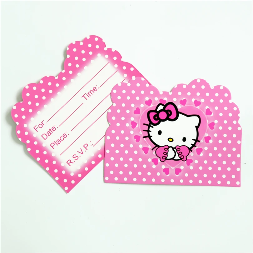 10 шт./лот пригласительный билет в виде кошечки Hello Kitty для детей на день рождения
