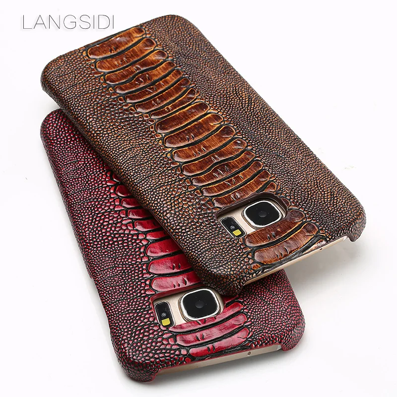 

Genuine leather Phone case For Samsung S7 Edge Case Ostrich foot Texture back cover For S8 S9 Plus A5 A7 A8 J5 J7 2017 case