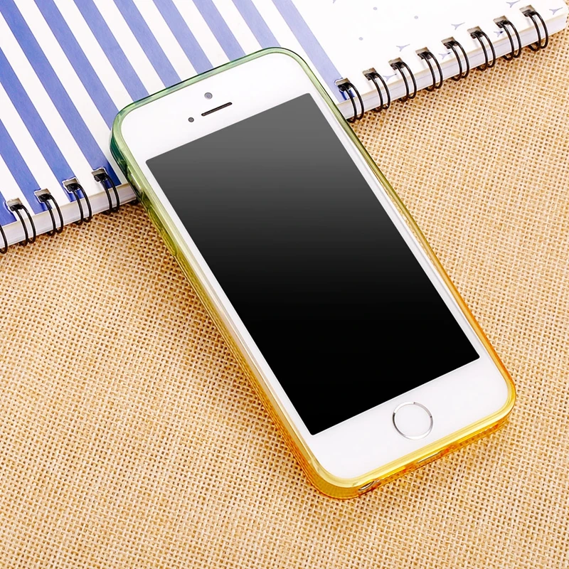 For iPhone 5S Gradient Color Soft TPU Case 5 SE Transparent Ultra Slim Silicone Cover Holster Luxury Phone Bags |
