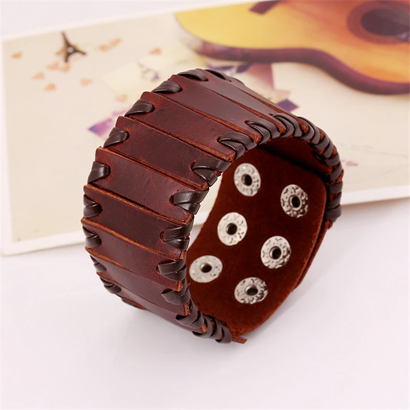 JINSE 2017 винтажные мужские ювелирные изделия черный и коричневый широкий кожаный