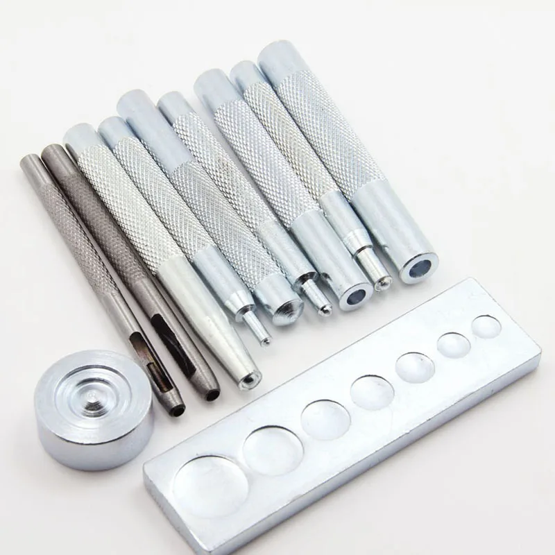 11 шт. инструмент для кожевенного ремесла штамповки набор с заклепками базовый