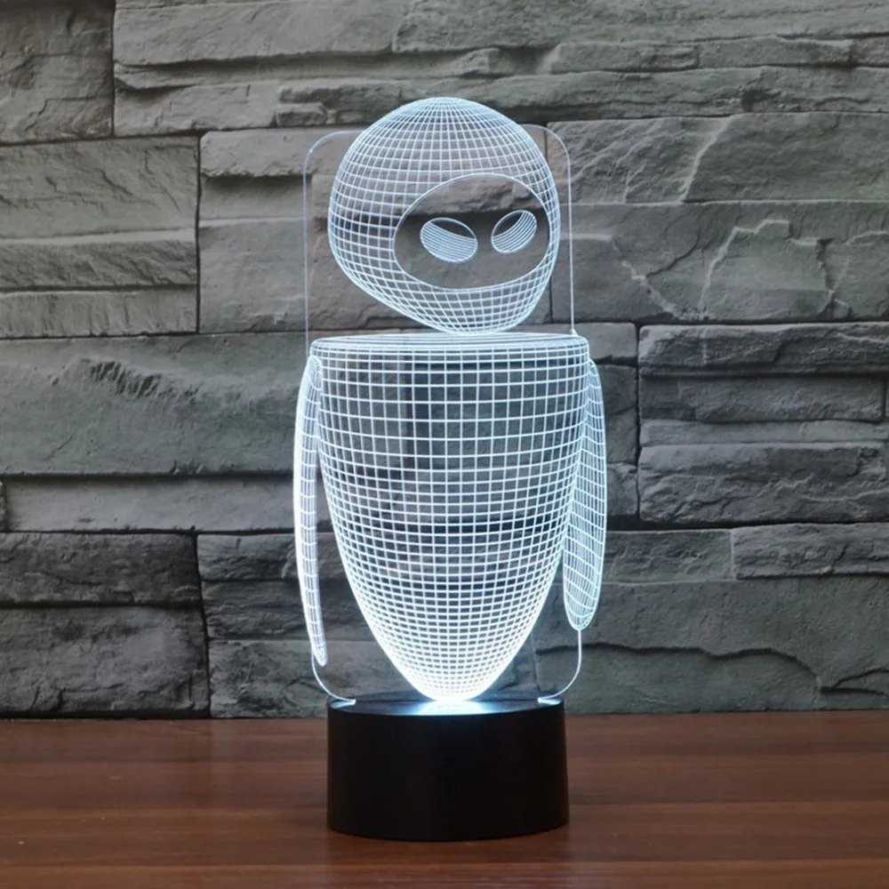 3D Lamp Led Night Light Stereoscopic Illumination Robot Shape Touch Table 7 Colors Changing Desk | Освещение